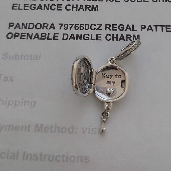 Authentic Pandora Sterling Silver *RETIRED* Regal Key Dangle Charm 797660CZ - Picture 4 of 13